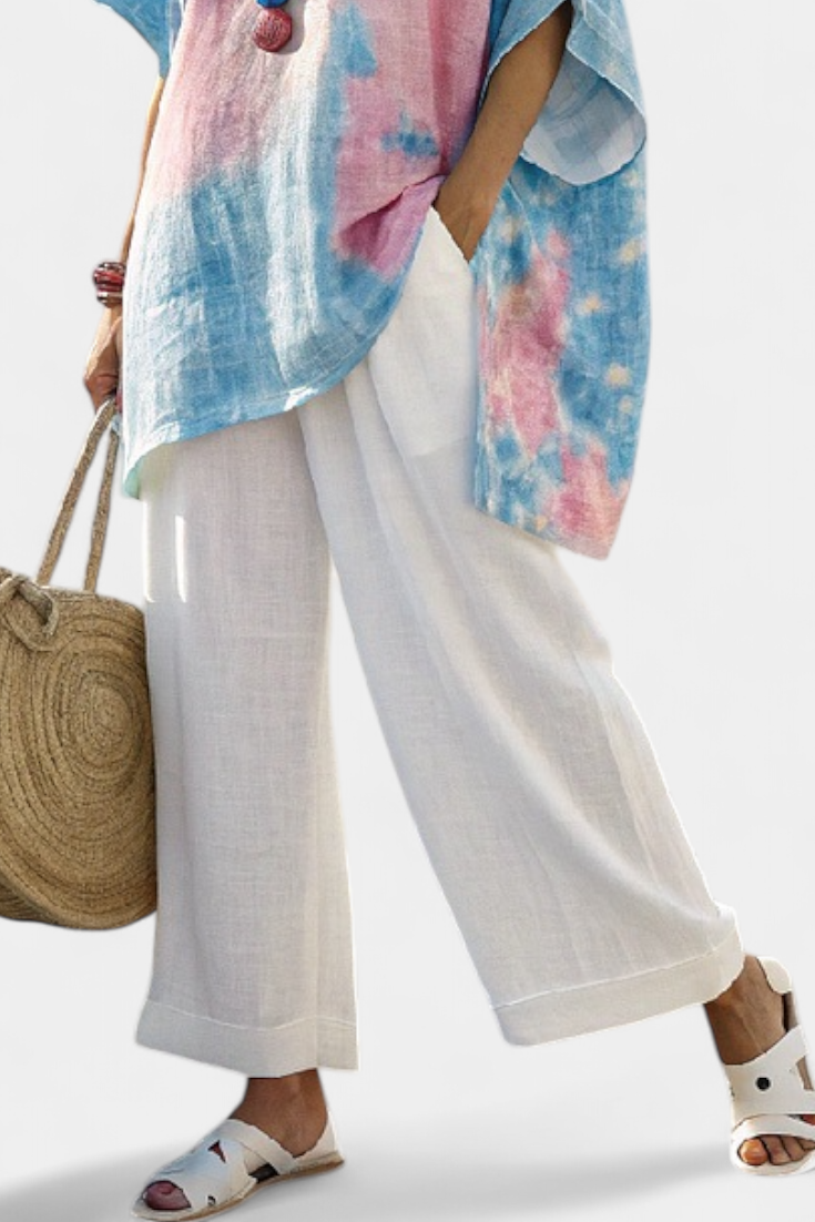 ADELE| Comfortable Relaxed Top & Striped Bamboo Pants