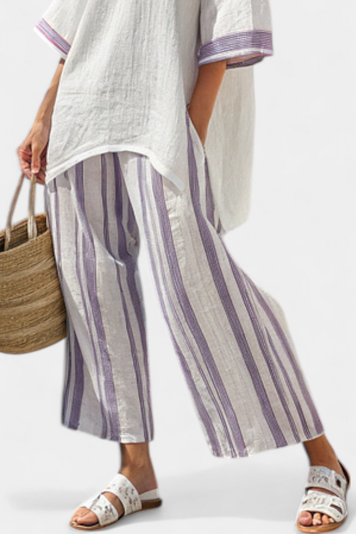 QUINN | Comfortable Relaxed Blouse & Striped Bamboo Pants