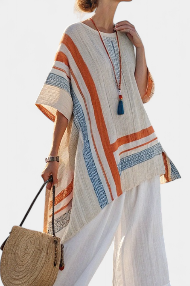 JUNE| Sophisticated Asymmetrical Blouse & Wide-Leg Pants